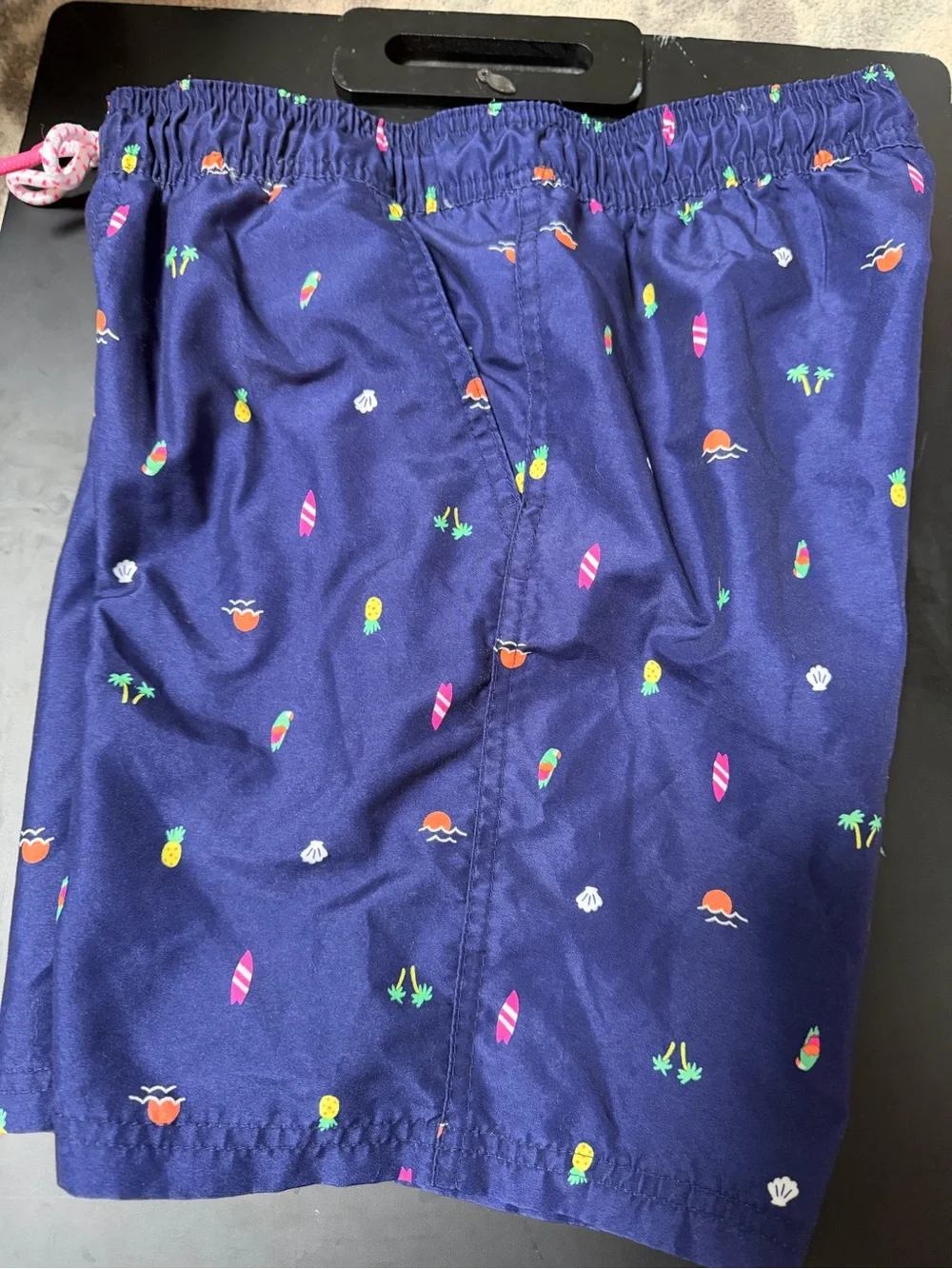Cat & Jack Navy Swim Trunks with Bright Surf and Fruit Print